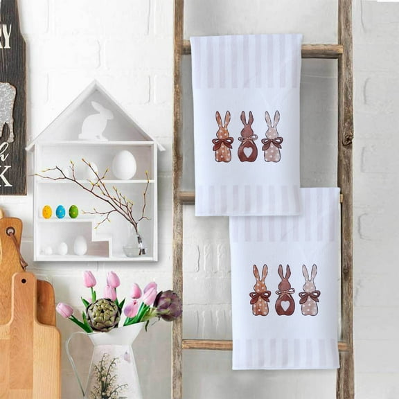 Cheapark Easter Dish Towels Set of 6, Cotton Blend Kitchen Towels with Holiday Print for Drying and Decor