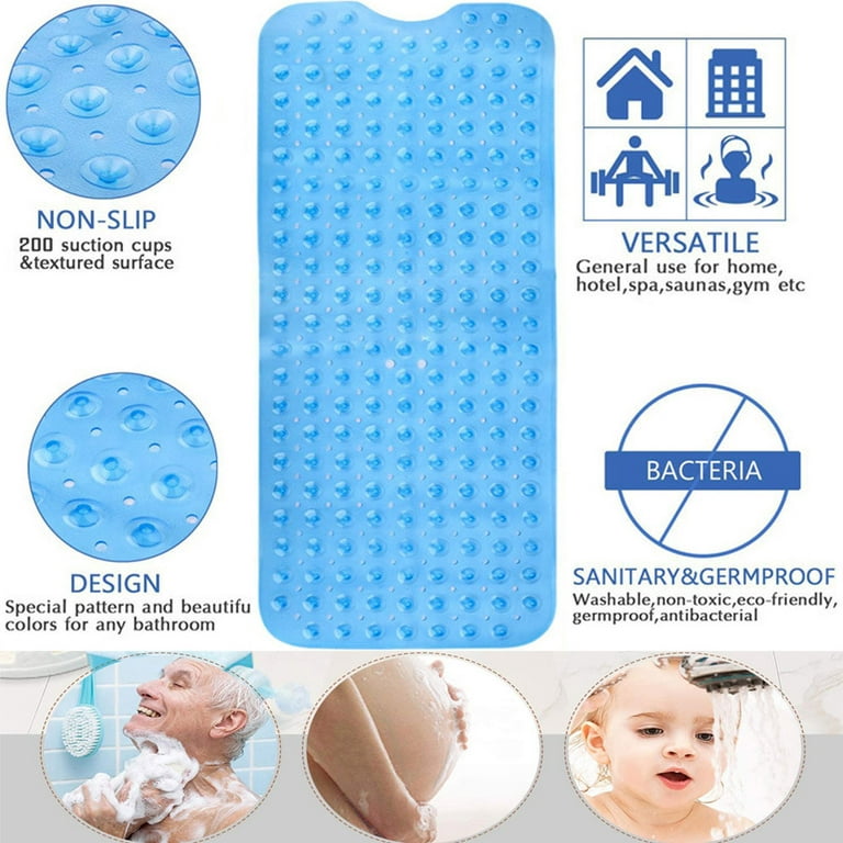 HealthSmart Charcoal Extra Long Non-Slip Bath and Shower Mat