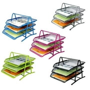 3 Tiers Metal Mesh File Organizer Document Desktop Paper Tray Holder Magazine Rack For Home And Office