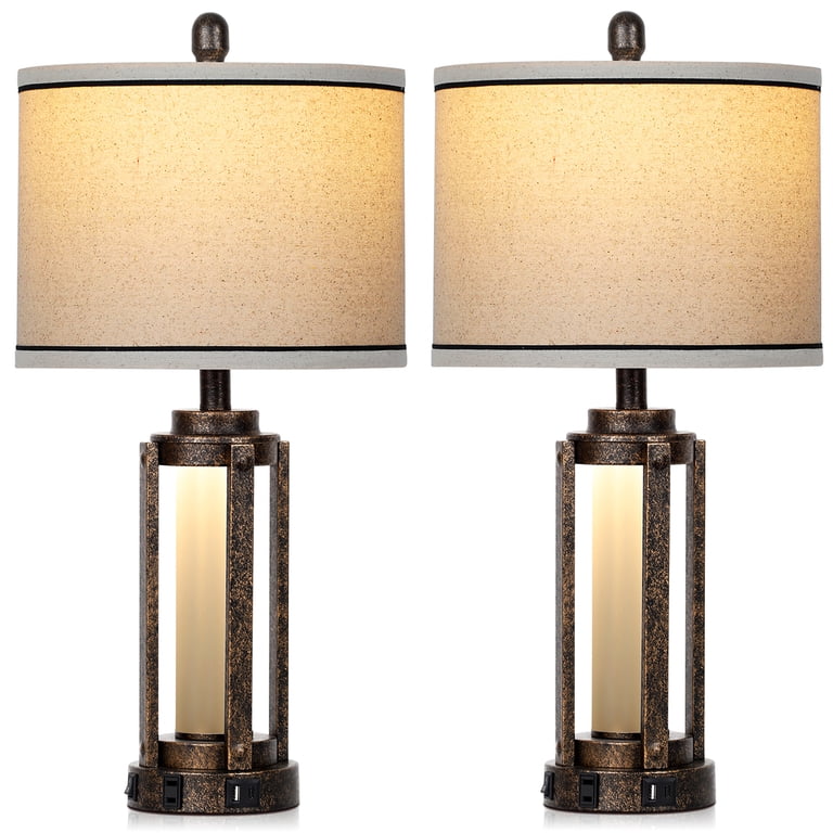 Cinkeda Modern Gold Table Lamp Set of 2 with USB Ports photo 7