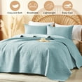 thumbnail image 2 of Davulos Ultrasonic King Quilt Bedding Set，Lightweight Bedspreads Soft Modern Coverlet Set for All Seasons ,Aqua Blue(1 Quilt and 2 Pillow Shams), 2 of 8