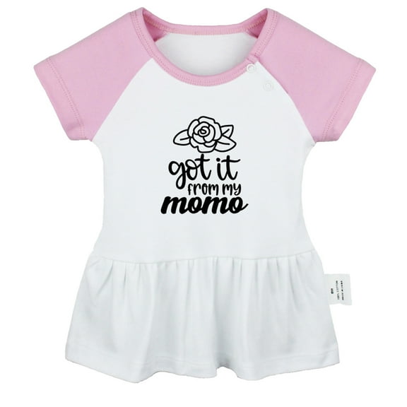 I Got it From My Mama or Papa Funny Dresses For Baby, Newborn Babies Skirts, Infant Princess Dress, 0-24M Kids Graphic Clothes (Pink Raglan Dresses, 0-6 Months)