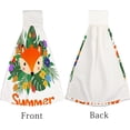 thumbnail image 3 of 2 Pcs Hanging Towels, Dish Towels Fox on Green Palms Leaves and Flowers Absorbent Hand Towels with Hanging Loop Washcloth for Bathroom Kitchen, 3 of 6