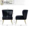 thumbnail image 5 of Contemporary Vanity Chair Upholstery Armless Accent Chair Metal Base Nailhead Trim Bedroom Black, 5 of 7