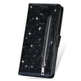 thumbnail image 6 of Jiahe Cover For Samsung Galaxy S23 Ultra,6.8 inch Case with Wallet Card Holder,Bling Glitter Flip Leather Magnetic Kickstand Zipper Purse with Wrist Strap Case Cover,Black, 6 of 7