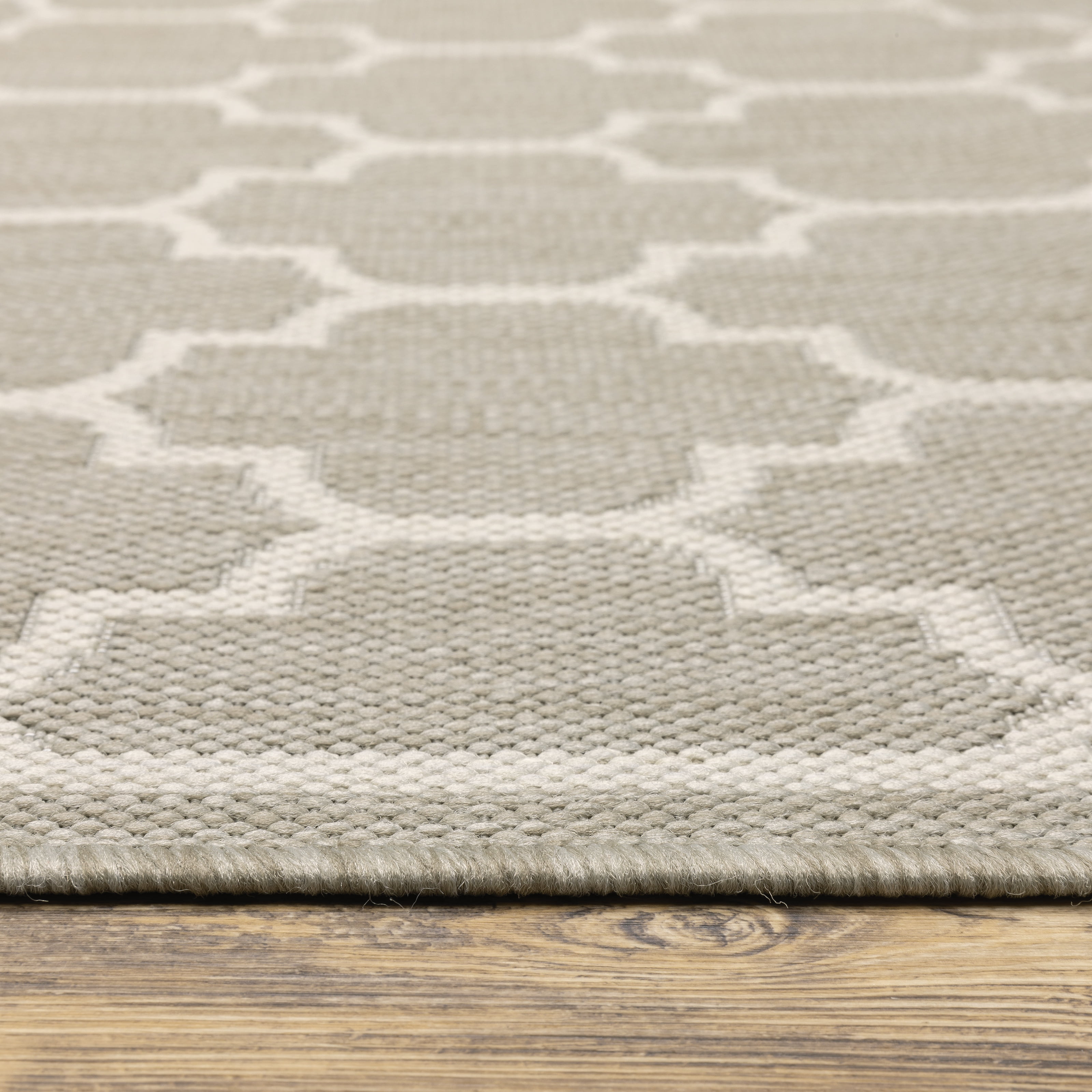 Avalon Home 3' x 5' Gray and Taupe Trellis Outdoor Rug