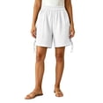 thumbnail image 2 of Sheghy Women's Shorts 100%Cotton Women Solid Elastic Waist Casual Split Hem Shorts White XL, 2 of 6