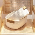 thumbnail image 5 of CSCHome Cotton Rope Woven Basket Storage Organizer Cute Woven Basket Small Storage Basket Pet Basket Leather Handle, 5 of 8