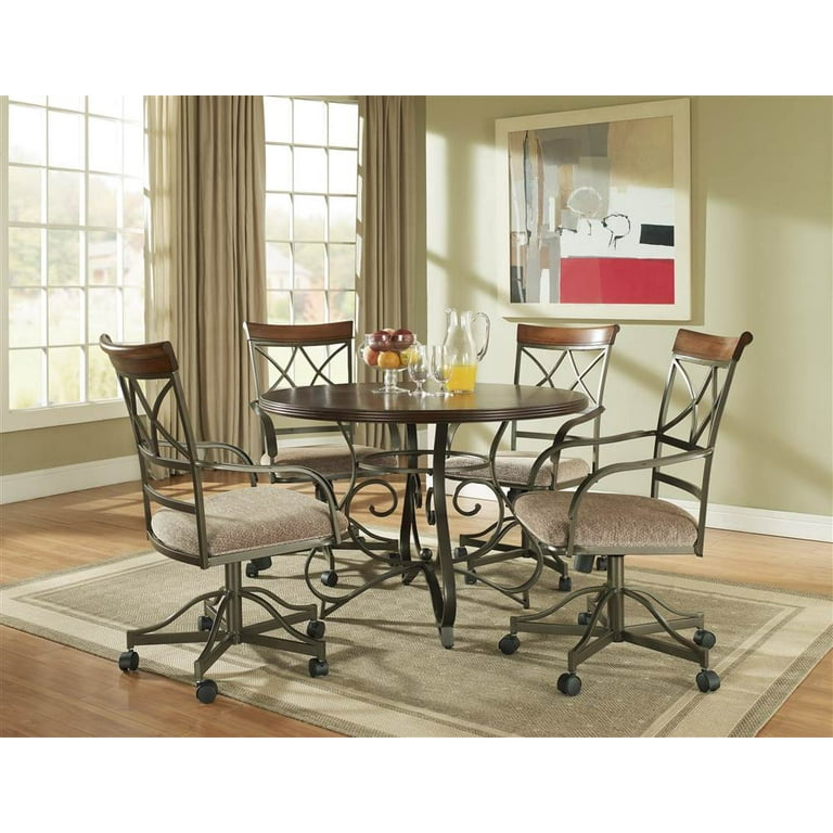 Powell Hamilton 5-Piece Tall Wood Kitchen Dinette Set, Cherry