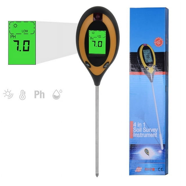 Probador de suelo Medidor de pH Humedad Iluminación Sensor de temperatura Pantalla LED para jardín Inglés