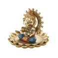 thumbnail image 6 of 7" x 5" Gold Resin Ganesh Sculpture with Lotus Plate and Colorful Dresswear, by DecMode, 6 of 9