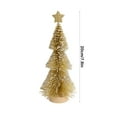 thumbnail image 3 of Slim Christmas Trees Mini Sisal Bottle Brush Trees Small Artificial Christmas Tree with Wooden Base Christmas Pine Decor for Autumn Winter Holiday Home Table Holiday Party Decor(Yellow), 3 of 6