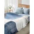 thumbnail image 4 of Navy Blue Grey Ombre California King Size Flat Sheet, Wrinkleproof & Fadeproof Cooling Flat Bed Sheet Only, Modern Oil Painting Abstract Breathable Soft Bedding Top Sheets 108 x 98 Inches, 4 of 8
