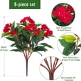 thumbnail image 4 of 15.7” Fall Decorations for Home Fake Fall Flowers Fake Plants Artificial Impatiens Bouquet Flowers for Outdoors Silk Faux Flowers Impatiens Plants Decor Indoor Planters 8PCS (Red), 4 of 6