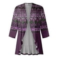 thumbnail image 5 of ZKIRBJV Women's Cardigans 3/4 Sleeve Womens Kimonos Clearance Lightweight Open Front Shrug Cardigan Floral Print Dressy Casual Soft Cardigan Capes Dark Purple M, 5 of 6