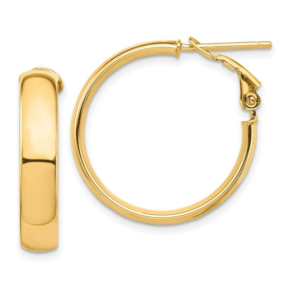 Primal Gold 14 Karat Yellow Gold 5mm Omega Back Hoop Earrings