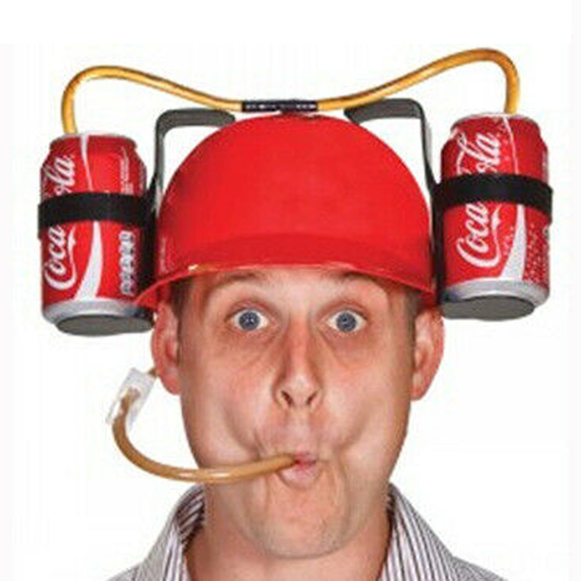 Soda & Beer Hat - Guzzler Helmet Party Drinking Cap, Novelty Gag Gift with  Attached Straw, Funny Hat - Hats - New York, New York