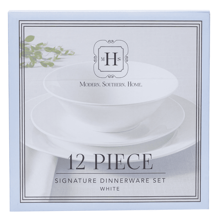 12-Piece Dinnerware Set – Rim Shaped Plates and Bowls, Classic White Porcelain Dinner Set for 4, Microwave & Dishwasher Safe Tableware for Everyday Use and Special Occasions