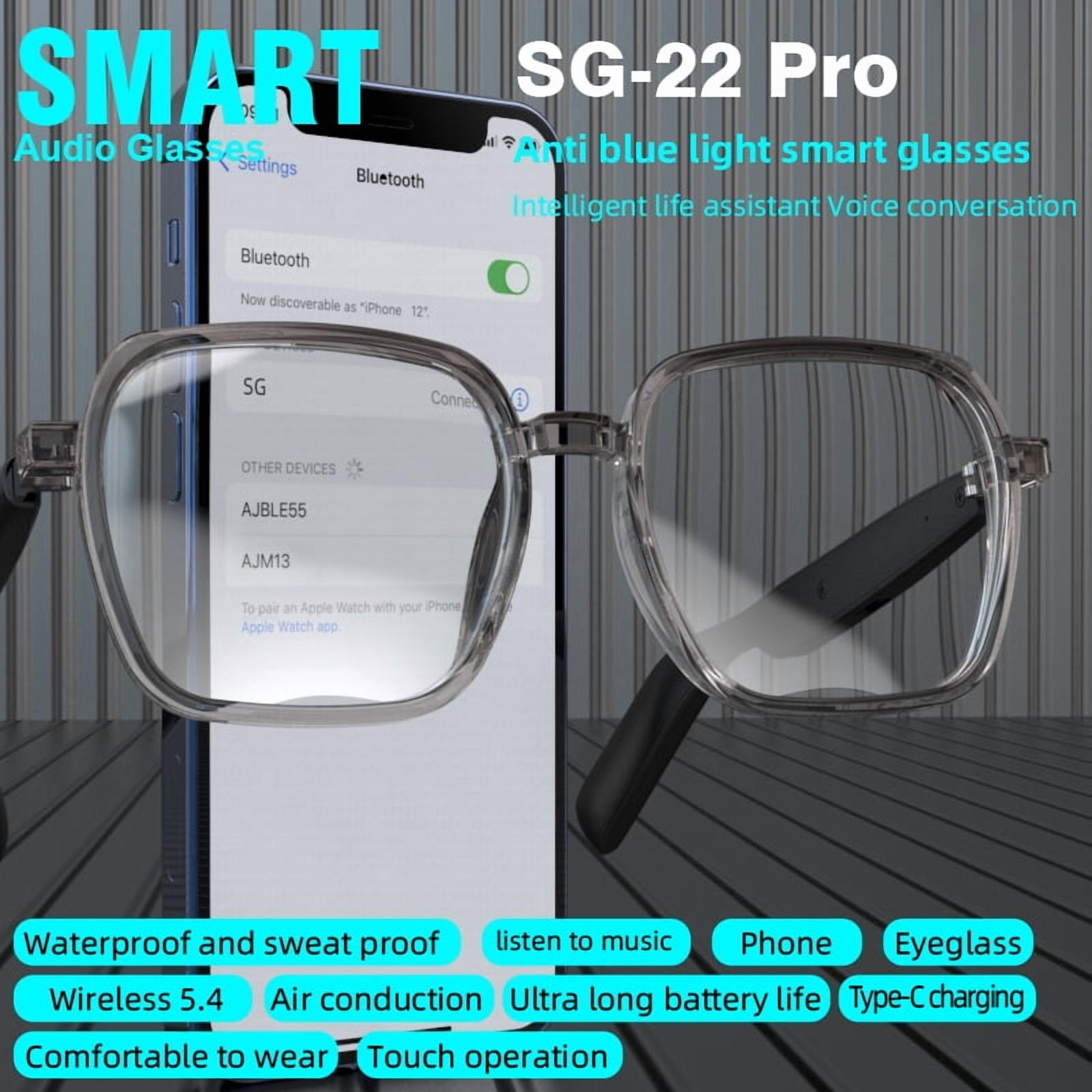Smart sunglasses, Bluetooth glasses, wireless high-definition UV protection lens glasses, waterproof speakers, music listening and speaking sunglasses