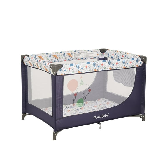 Pamo Babe Unisex Portable Basic Playard and Playpen with Mattress and Carry Bag(Blue)