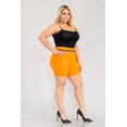 thumbnail image 3 of Plus Size High Waist Sculpting Shorts With Faux Leather Belt - Orange, 3 of 6