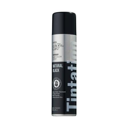 KISS Colors & Care Tintation Hair Color Spray, Net Wt. 120g (4.25 oz.), Natural Black