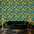 thumbnail image 4 of Boho Peel and Stick Wallpaper White Cranes Golden Chrysanthemums Teal Garden Wall Mural 23.6in x 9.8ft Self Adhesive Removable Wall Paper Renter Friendly Wallpaper for Bedroom Kitchen Farm, 4 of 8