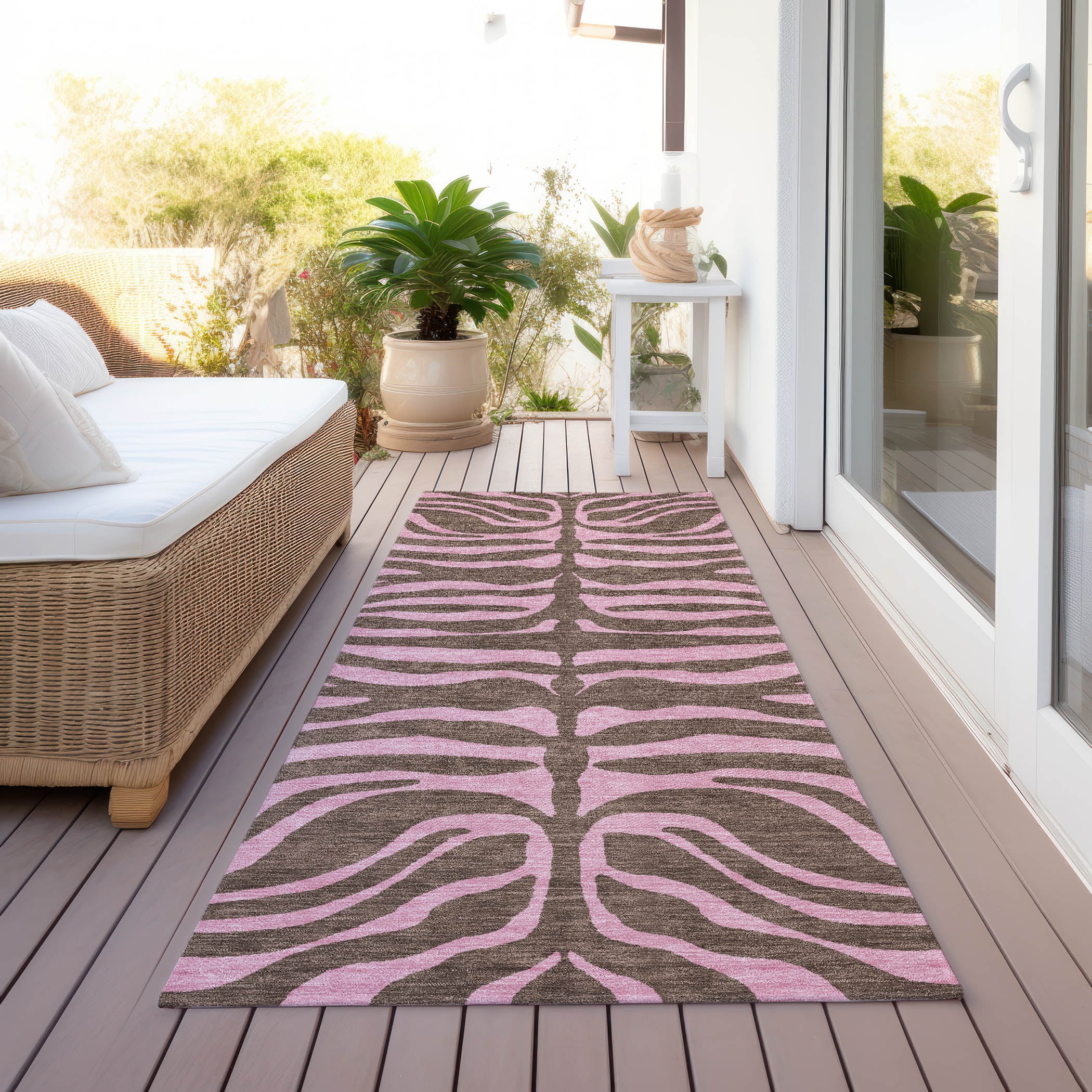 Addison Rugs Chantille Indoor/Outdoor Transitional Animal Print Brown Washable Runner Rug, 2'3" x 7'6"