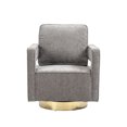 thumbnail image 4 of 30.7" Swivel Accent Chair with Open Back, Comfy Single Sofa Chair Reading Chair with Gold Stainless Steel Base, Upholstered Club Chair Armchair for Nursery Bedroom Living Room Hotel Office, Grey, 4 of 7