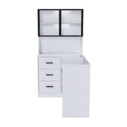 Corner L-Shaped Computer Desk With Glass Cabinets & Built-in LED Lights, USB Charging Ports & Keyboard Tray, Wooden Desk With Hutch And Drawers For Home&office.