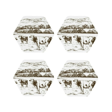

Tideii Cows Grazing On The Meadow 2 for Leather Coasters 4 Pieces Anti-fouling and Anti-scalding Decorative Coasters Suitable for Restaurants Kitchens Coffee Shops-Hexagon