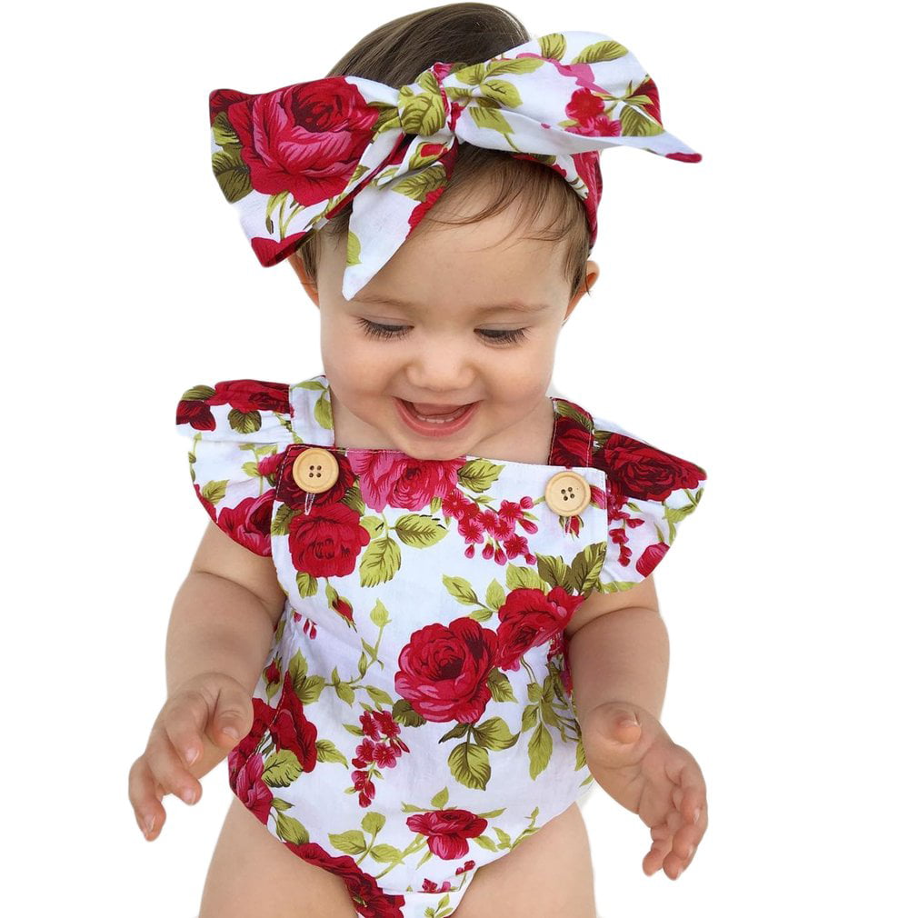 Happy Baby Newborn Infant Baby Summer Sleeveless Bodysuit Romper Jumpsuits Playsuit 