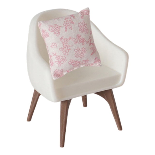 1/12 Silla de casa de muñecas Escena de vida Escenario Juego de rol Juguete Muebles de casa de muñecas Almohada rosa