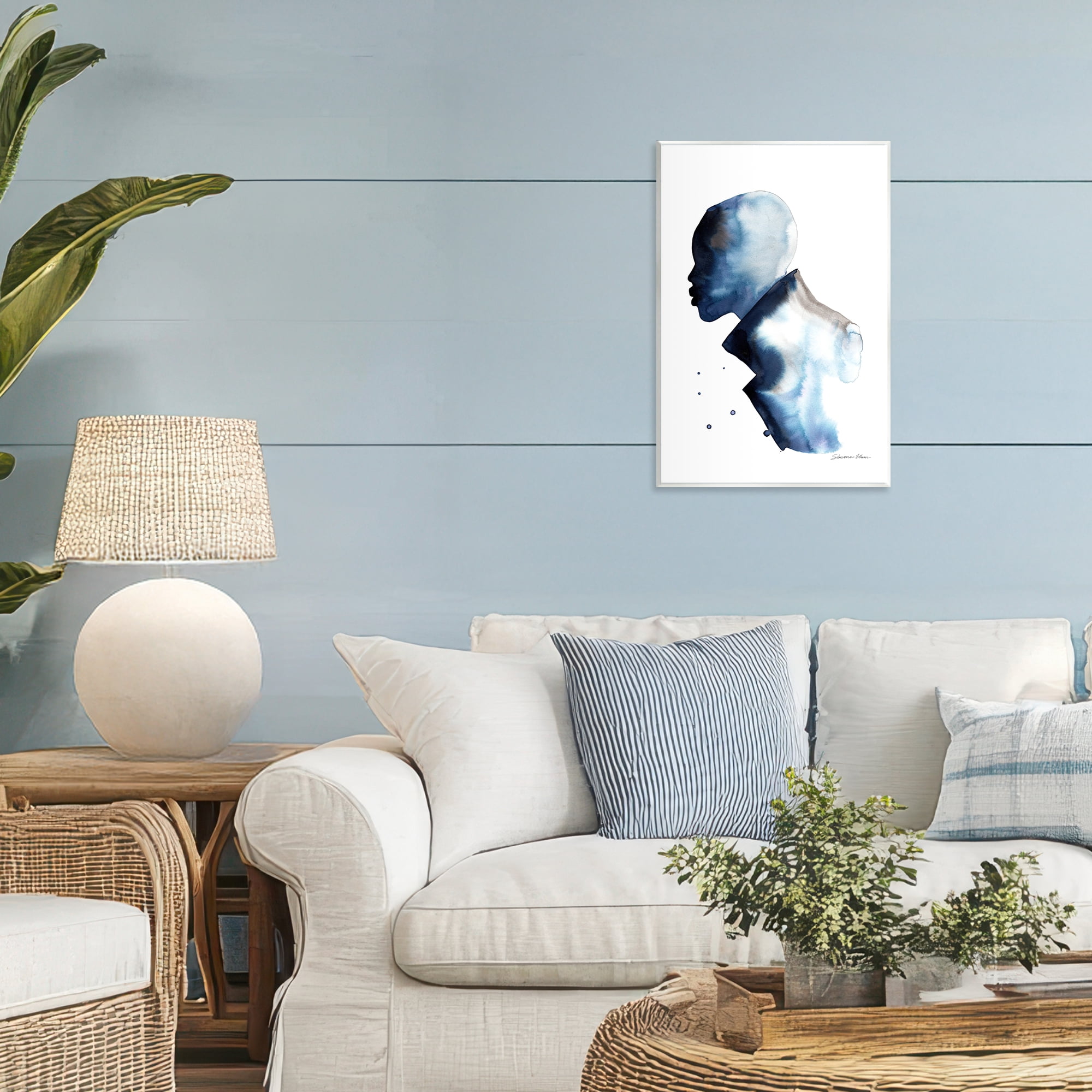 Stupell Industries Feeling Blue Portrait Silhouette Wall Plaque Art, design by Simone Elum