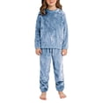 thumbnail image 2 of LIJCC Boys' Girls' Coral Fleece Clothes Set Sweatshirt Top and Pants Winter Warm Soft Fuzzy Homewear Sleepwear Tops(Light Blue,9-10 Years), 2 of 4