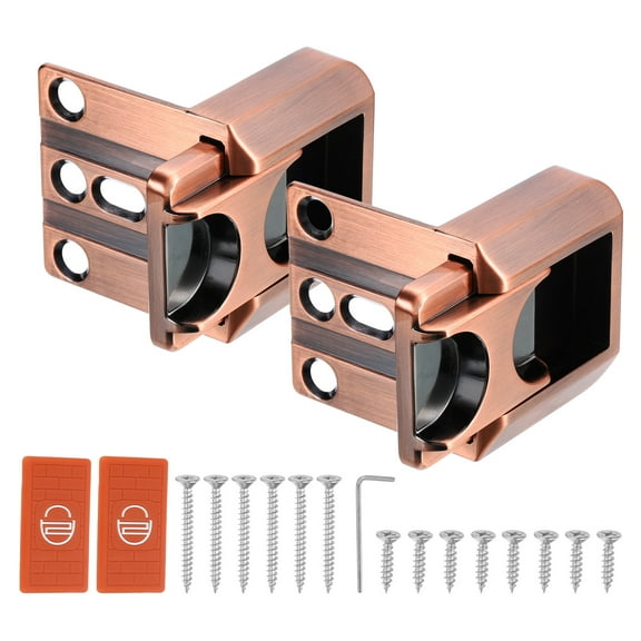 Uxcell 2Pcs Home Security Door Lock, Door Reinforcement Lock Latch, Upgraded Safety Night Lock Extra Protective Door Lock for Inward Swinging Door, Bronze