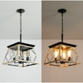 thumbnail image 3 of Jopath 16" Oak Industrial 4-Light Pendant Chandelier, Modern Metal Cage Design, Adjustable Hanging Light for Dining Room, Kitchen, Living Room (No Bulbs), 3 of 8