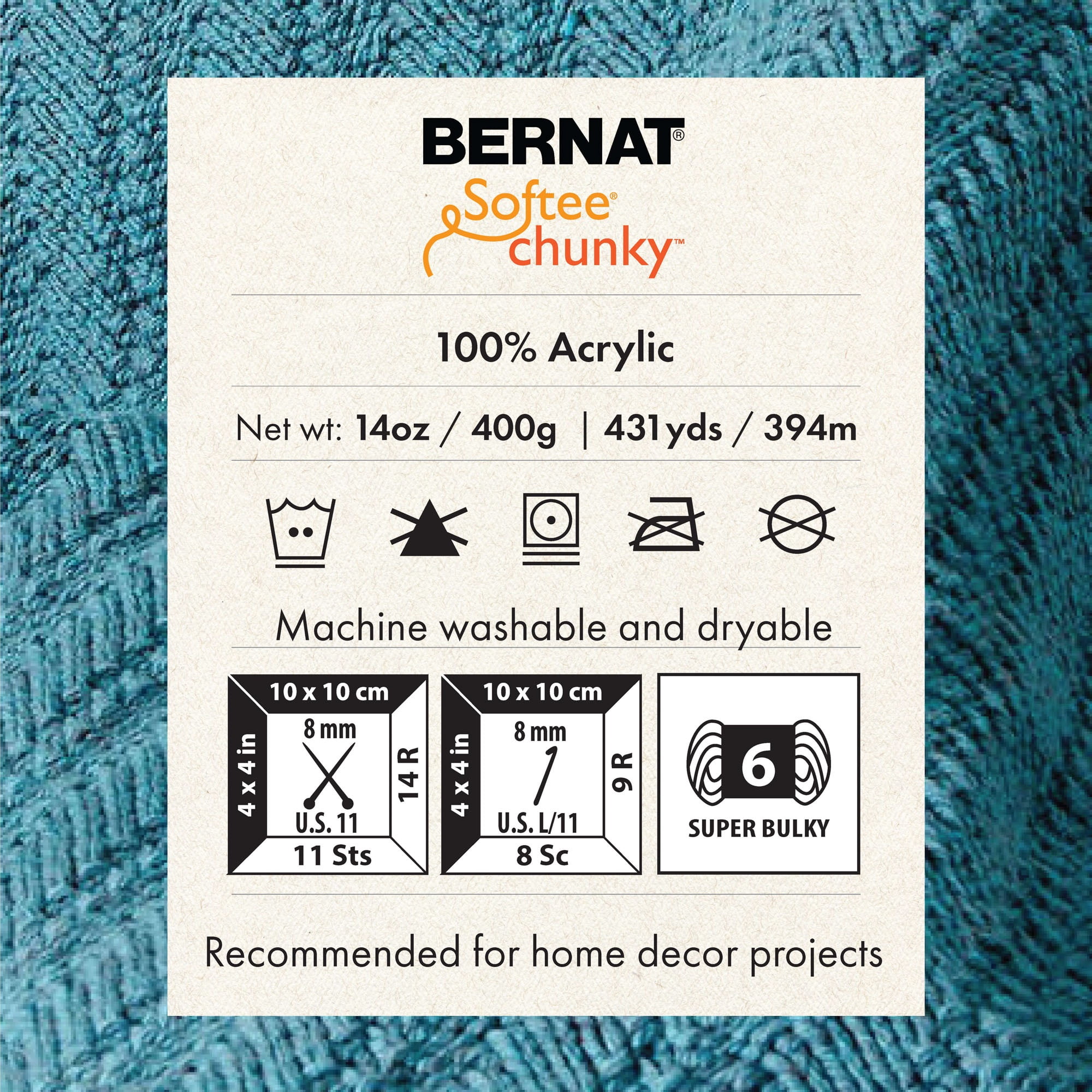 Bernat® Softee® Chunky™ Yarn, Acrylic #6 Super Bulky, 14oz/400g, 431 Yards