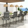 thumbnail image 4 of MRUAKA Patio Swivel Bar Stools Chair of 4, Outdoor Bar Height Set, All Weather High Back and Armrest Patio Stools & Bar Chairs for Backyard, Lawn Garden, Balcony and Pool, Dark Gray, 4 of 9