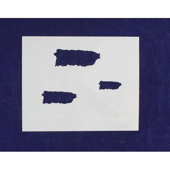 Puerto Rico Stencils - 2 Inch, 3 Inch, 4 Inch Images - 8 Inch x 10 Inch Sheet