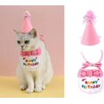 thumbnail image 1 of Bandana para mascotas con texto en inglés "Happy Birthday" para gatos y perros, bufandas y gorro de fiesta, miniperro, accesorios para mascotas, rosa A, 1 of 5