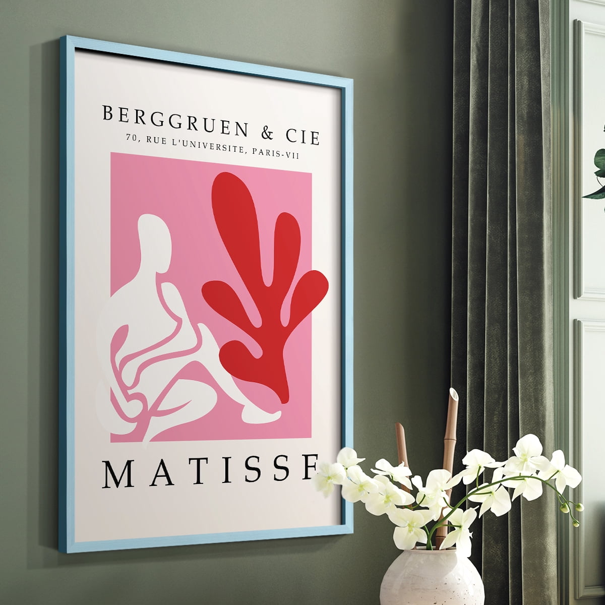Matisse CDLXXV in Blue Solid Wood Framed Print No Nail Hanging