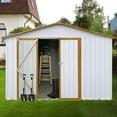thumbnail image 7 of JXXRZ 10x12ft Heavy-Duty Metal Shed, Galvanized Steel Outdoor Storage with Secure Lockable Doors, White&Golden, 7 of 7