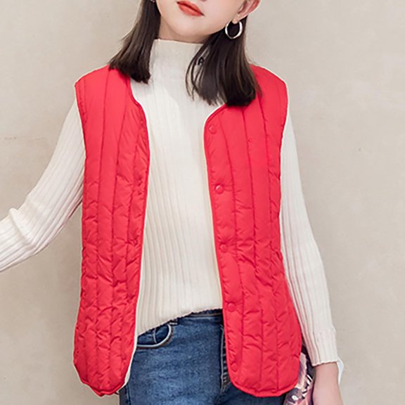 XXWXYD Teenager Sher𝗉a Lined Vest Toddler Lightweight Sleeveless Outerwear Unisex Warm Fall Winter Button Waistcoats Boys Girls Fleec𝖾 Vest Coat