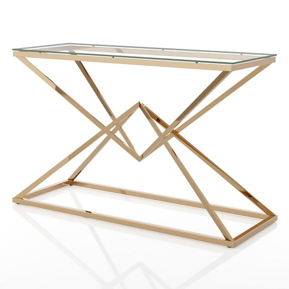 Furniture of America Cazzanarro Contemporary Metal Sofa Table in Gold Plating