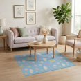 thumbnail image 3 of ODIKA 4'x6' Blue Pastel Moon Stars Clouds Bow Tulip Washable Area Rug Whimsical Celestial Floral Motifs for Dorm Room, Small Living Stain Resistant Low Profile, Easy Care, 3 of 7