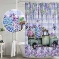 thumbnail image 5 of Purple Flowers Shower Curtain, Waterproof Shower Curtains for Bathroom, Weeping Spring Floral Truck Butterfly Checkered Washable Fabric Bathtub Curtain Set Bath Decor with 12 Hooks Long 72"x84", 5 of 8