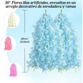 thumbnail image 4 of Flores Artificiales de Glicina, Plantas Artificiales de Wisteria Colgantes para Boda, Jardín, Habitación, Exterior para el Hogar, Arco de Fondo y Fiesta (Azul Cielo), 4 of 4