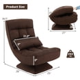 thumbnail image 4 of Costway 360° Swivel Floor Chair 5-Level Adjustable Lazy Chair w/ Massage Pillow Brown, 4 of 10