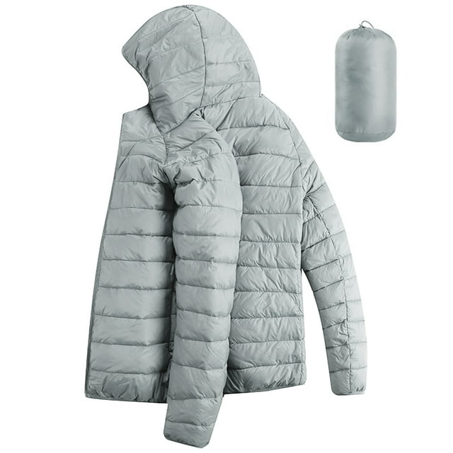 Packable Down Jacket Women Hooded Ultra Light Weight Short Down Coat with Carrying Case
